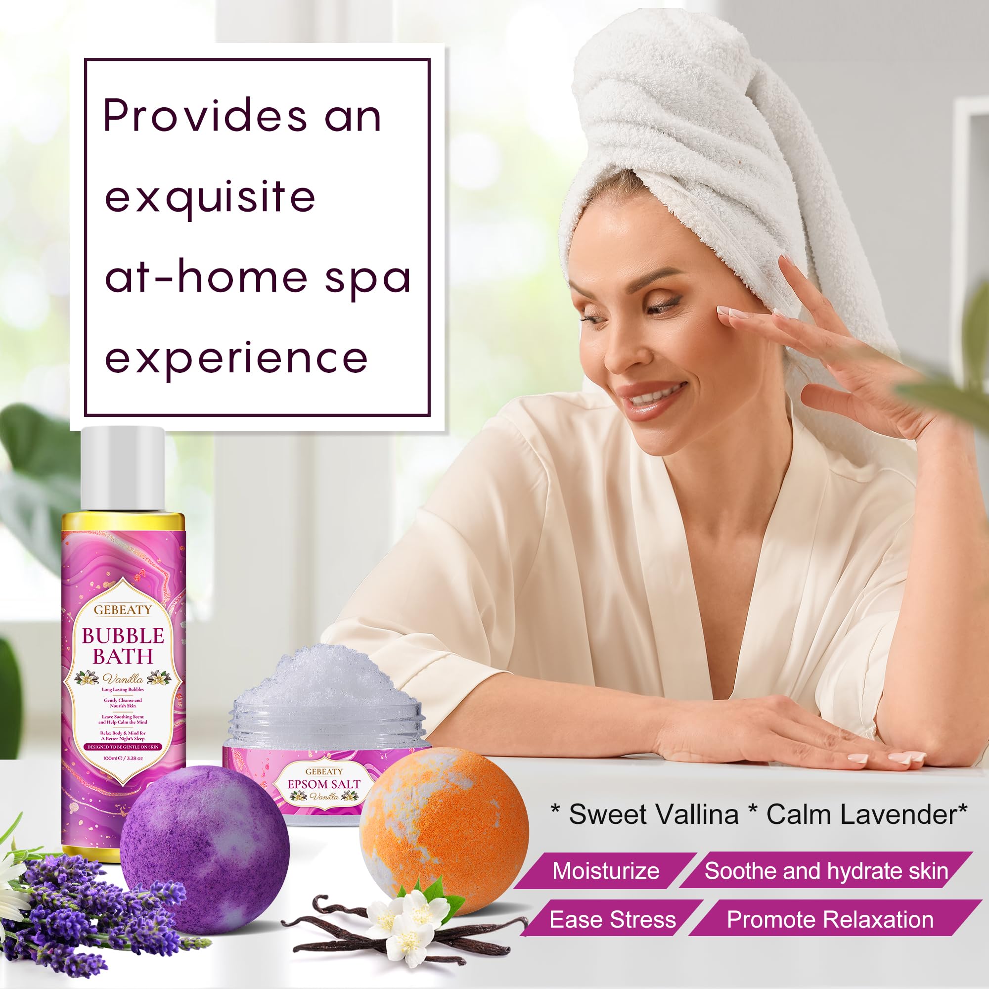 Self Care Gifts for Women,Unique Relaxing Birthday Gifts for Mom Wife Her,Stress Relief Spa Gifts Basket for Mothers Day Sister Friendship,Vanilla Bath Care Package Gift Set,Christmas Stocking Stuffer