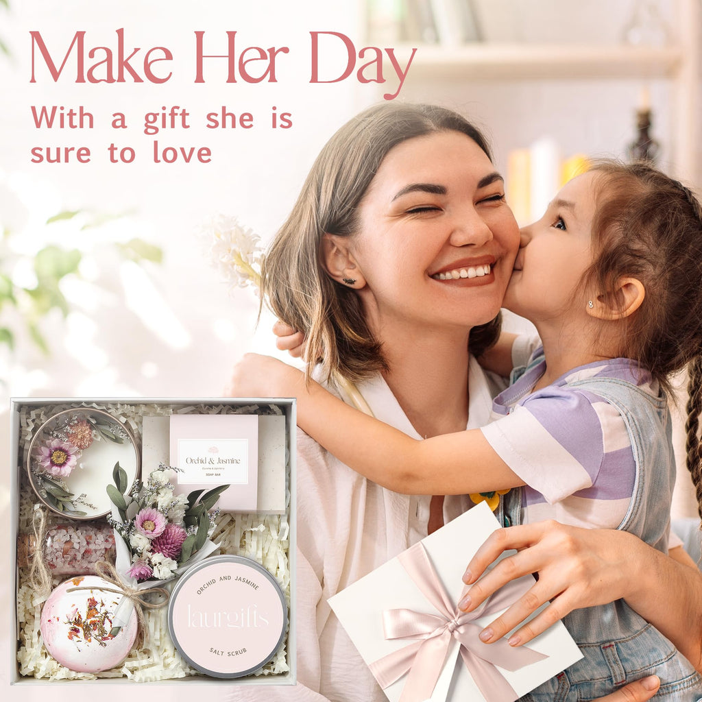 Mothers Day Spa Box for Women – Coffee Scented Candle Set with Bath Bomb & Salt Scrub, Handmade Birthday Present for Her