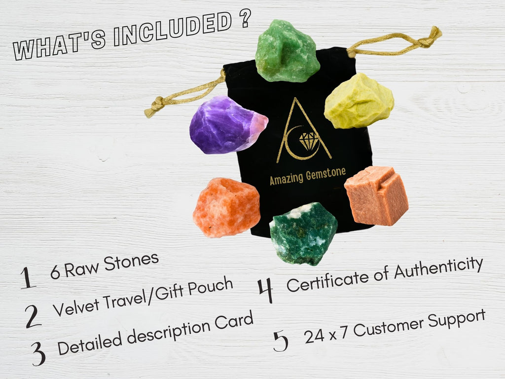 Amazing Gemstone Crystals for House Protection Manifestation, Set of 6 Amethyst, Scolecite, Shungite, Black Tourmaline, Selenite and Moss Agate Healing Crystals and Stones