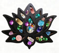 Wooden Crystal Display Shelf Lotus Floating Shelf Gothic Rustic Boho Style Wall Art Decor,Display Shelf Suitable for Crystals, Essential Oils, Rocks, and Collectibles 11.8x9.64x0.9 Inches