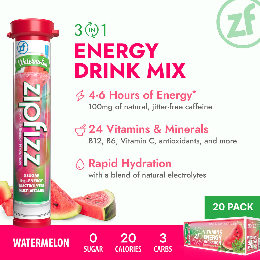 Zipfizz Daily Energy Drink Powder, Variety Pack, 15 Pack | 3-in-1 Sustained Energy, Rapid Hydration, and Essential Vitamins | Sugar-Free | Electrolyte Powder | Contains Vitamin B-12 & Antioxidants
