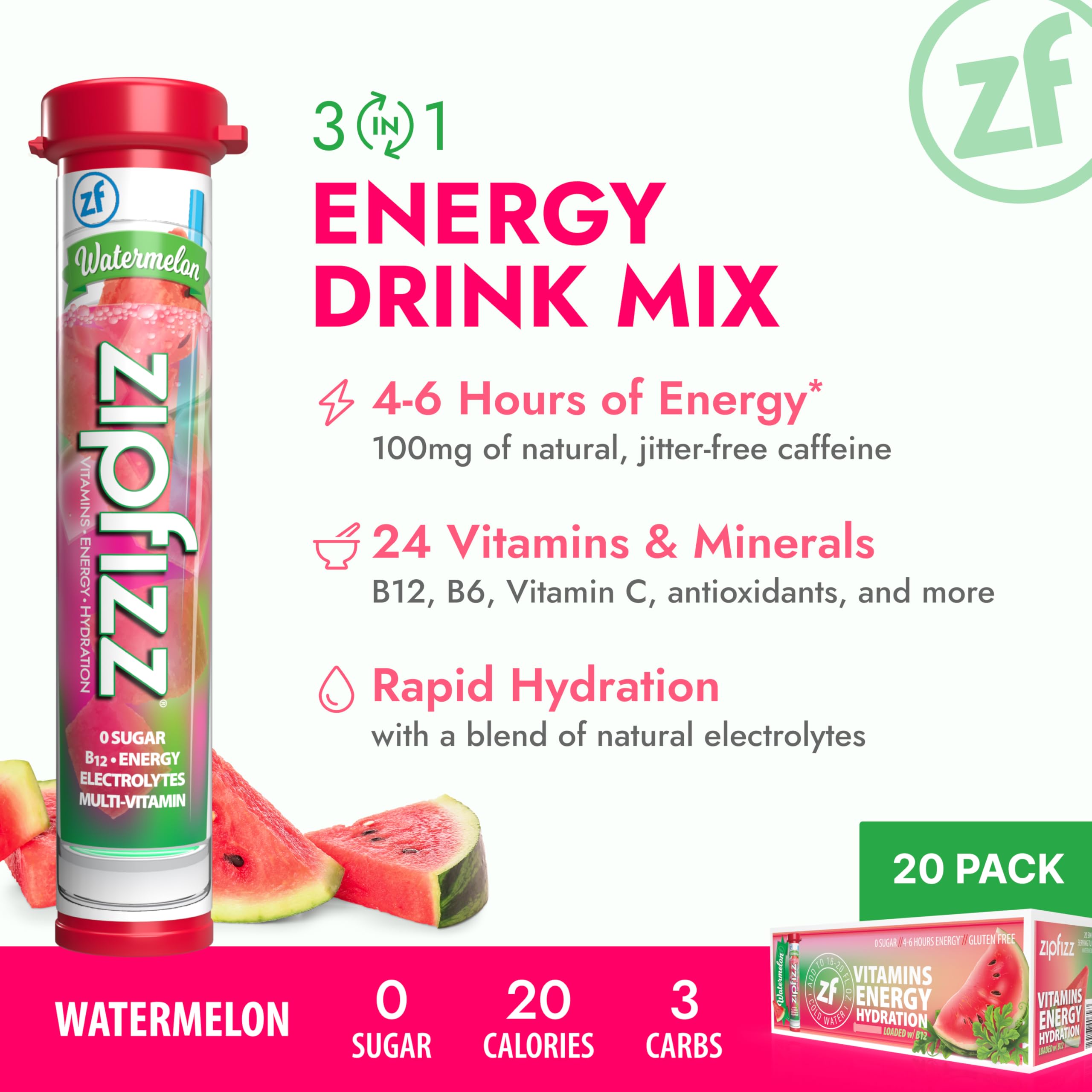 Zipfizz Daily Energy Drink Powder, Variety Pack, 15 Pack | 3-in-1 Sustained Energy, Rapid Hydration, and Essential Vitamins | Sugar-Free | Electrolyte Powder | Contains Vitamin B-12 & Antioxidants