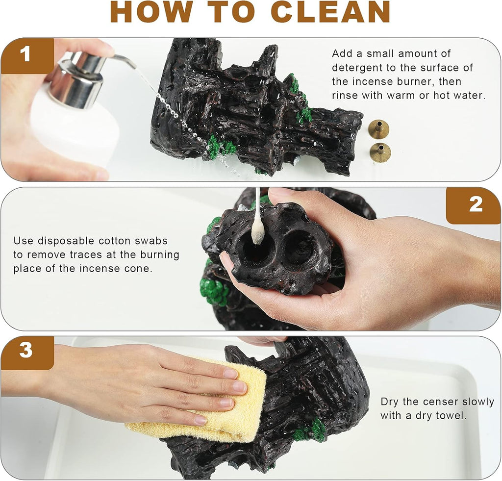 SPACEKEEPER Incense Burner, Backflow Incense Holder 2 Sides Waterfall Incense Burnier with 120 Backflow Incense Cones, 30 Incense Sticks, Aromatcherapy Ornamen for Home