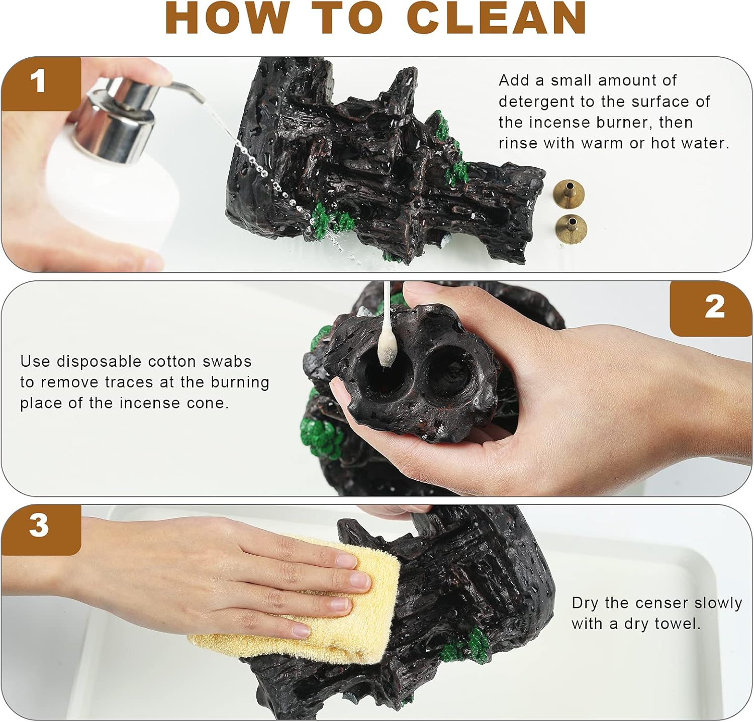 SPACEKEEPER Incense Burner, Backflow Incense Holder 2 Sides Waterfall Incense Burnier with 120 Backflow Incense Cones, 30 Incense Sticks, Aromatcherapy Ornamen for Home