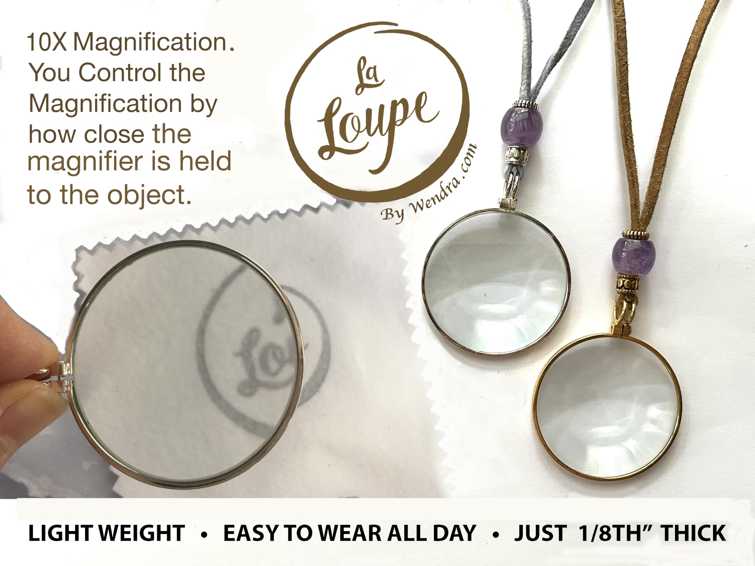 by Wendra Magnifying Necklace with Natural Crystal to Increase Vision & Energy. Handmade