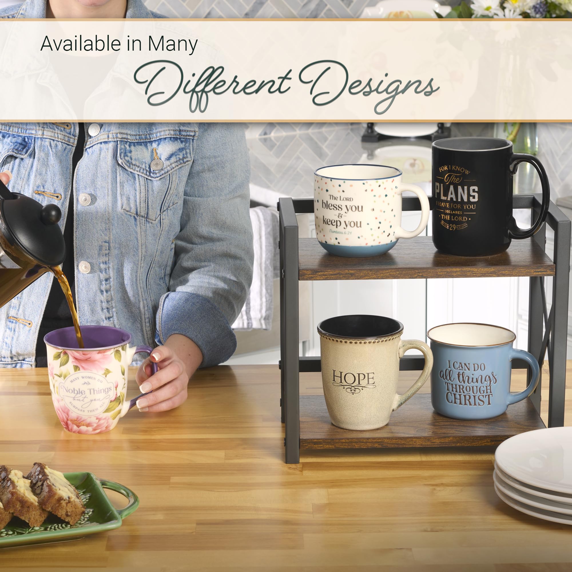 Christian Art Gifts Lavender Camp Style Ceramic Coffee Mug – 13 oz. Microwave & Dishwasher Safe Inspirational Scripture Coffee & Tea Mug for Women with Bible Verse: Let Your Light Shine – Matthew 5:16
