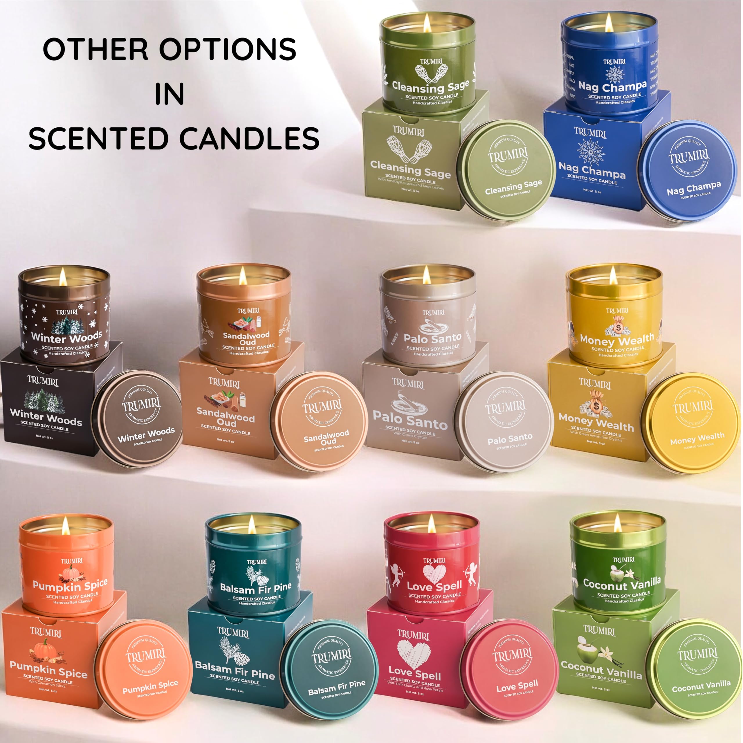Sage Candle for Cleansing House Negative Energy Smudge Kit - 5oz Soy Wax Natural Clean Organic Non Toxic - Aromatherapy Spiritual Meditation Gifts - Long Lasting Highly Scented Candel with Crystals