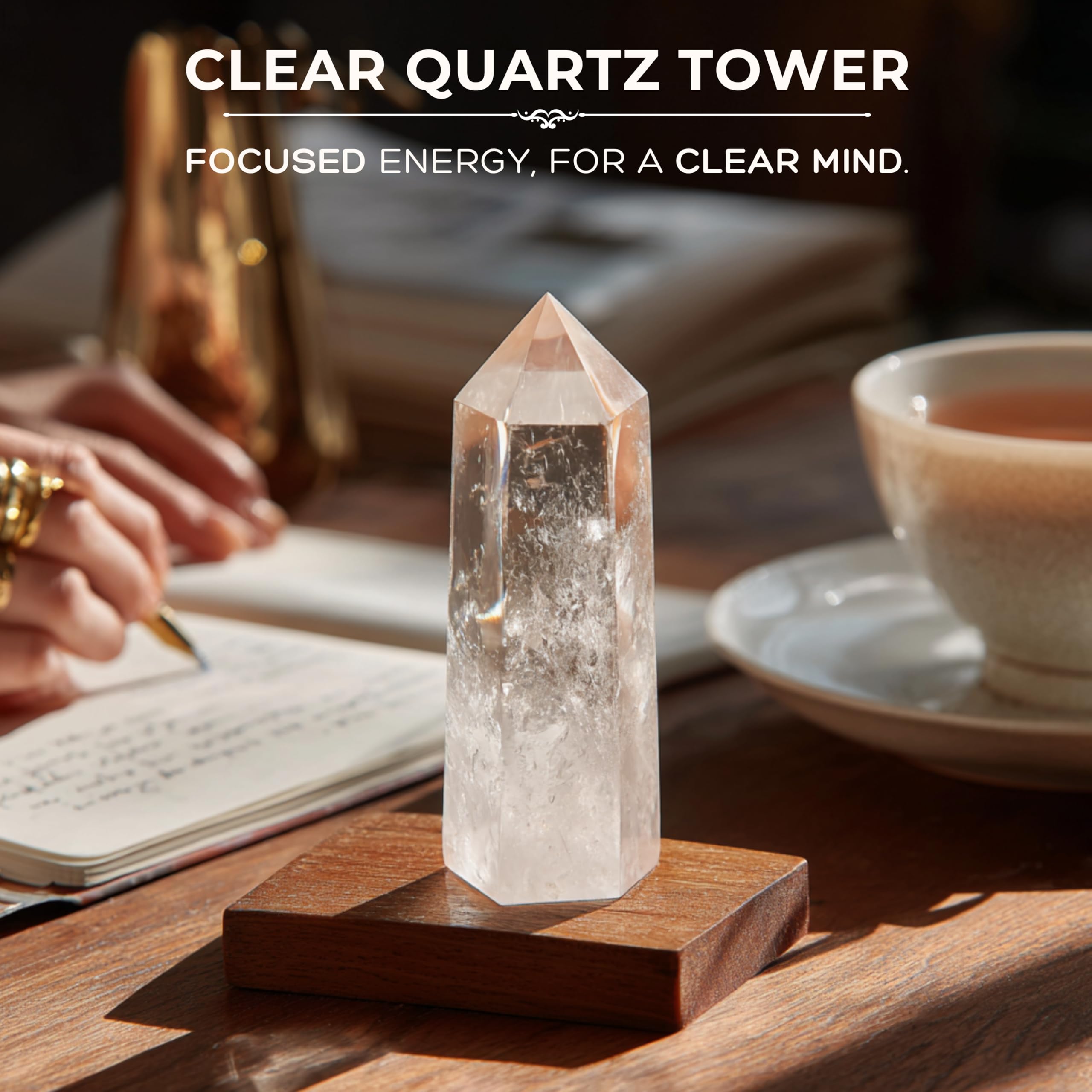 Anima Premium Protection Healing Crystals Set for Energy Shielding - Large Raw Obsidian, Black Tourmaline, Labradorite, Smoky Quartz & Selenite Bar - Wooden Gift Box and Guide Booklet Included