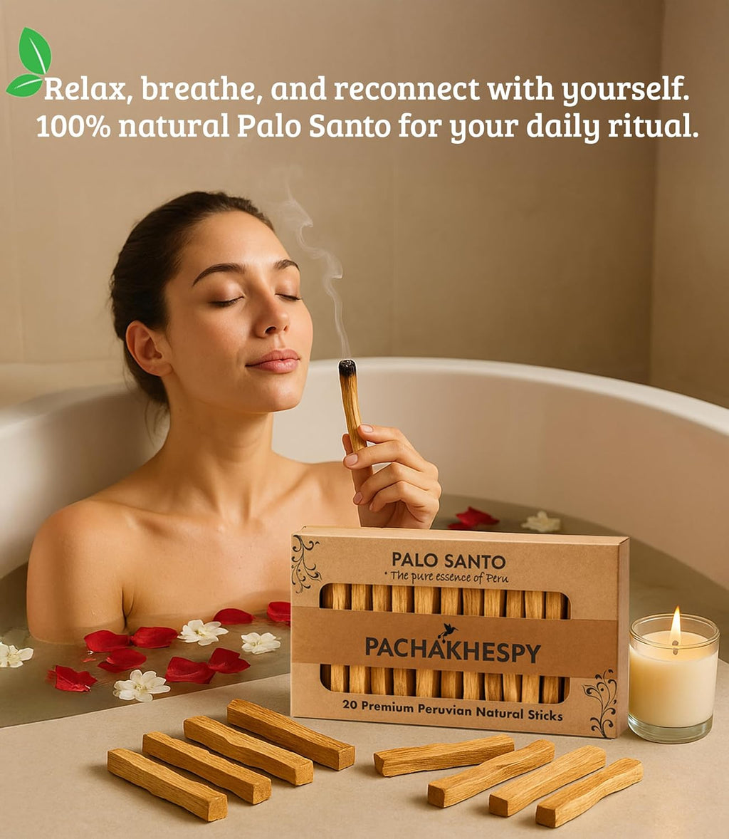 Authentic Premium Palo Santo from Peru 20 Pack of Natural Holy Wood Hand Harvested Smudging Sticks for Home Fragrance Energy Cleansing Meditation Spiritual Rituals Anti Stress Wellness Incense