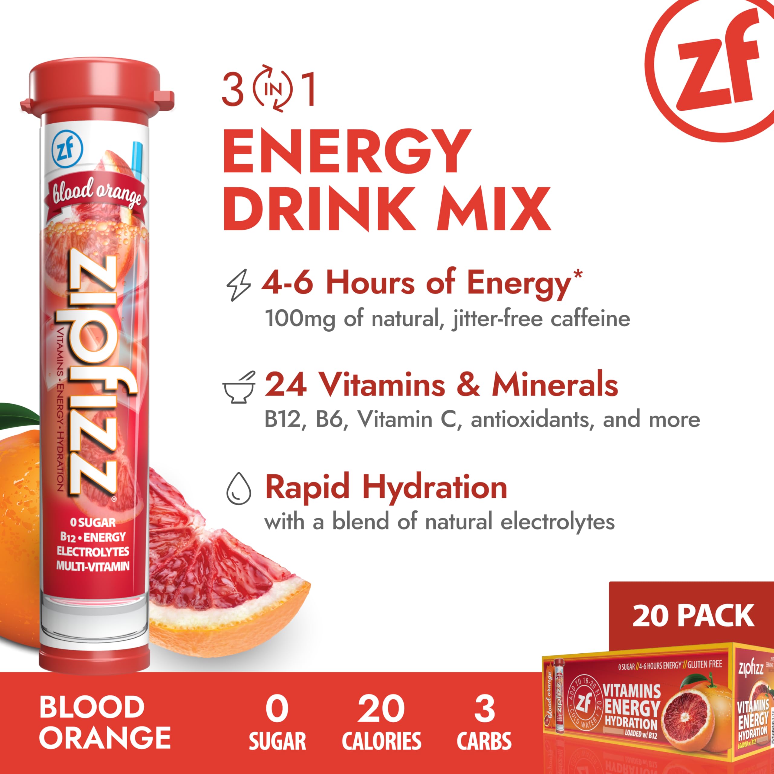 Zipfizz Daily Energy Drink Powder, Variety Pack, 15 Pack | 3-in-1 Sustained Energy, Rapid Hydration, and Essential Vitamins | Sugar-Free | Electrolyte Powder | Contains Vitamin B-12 & Antioxidants