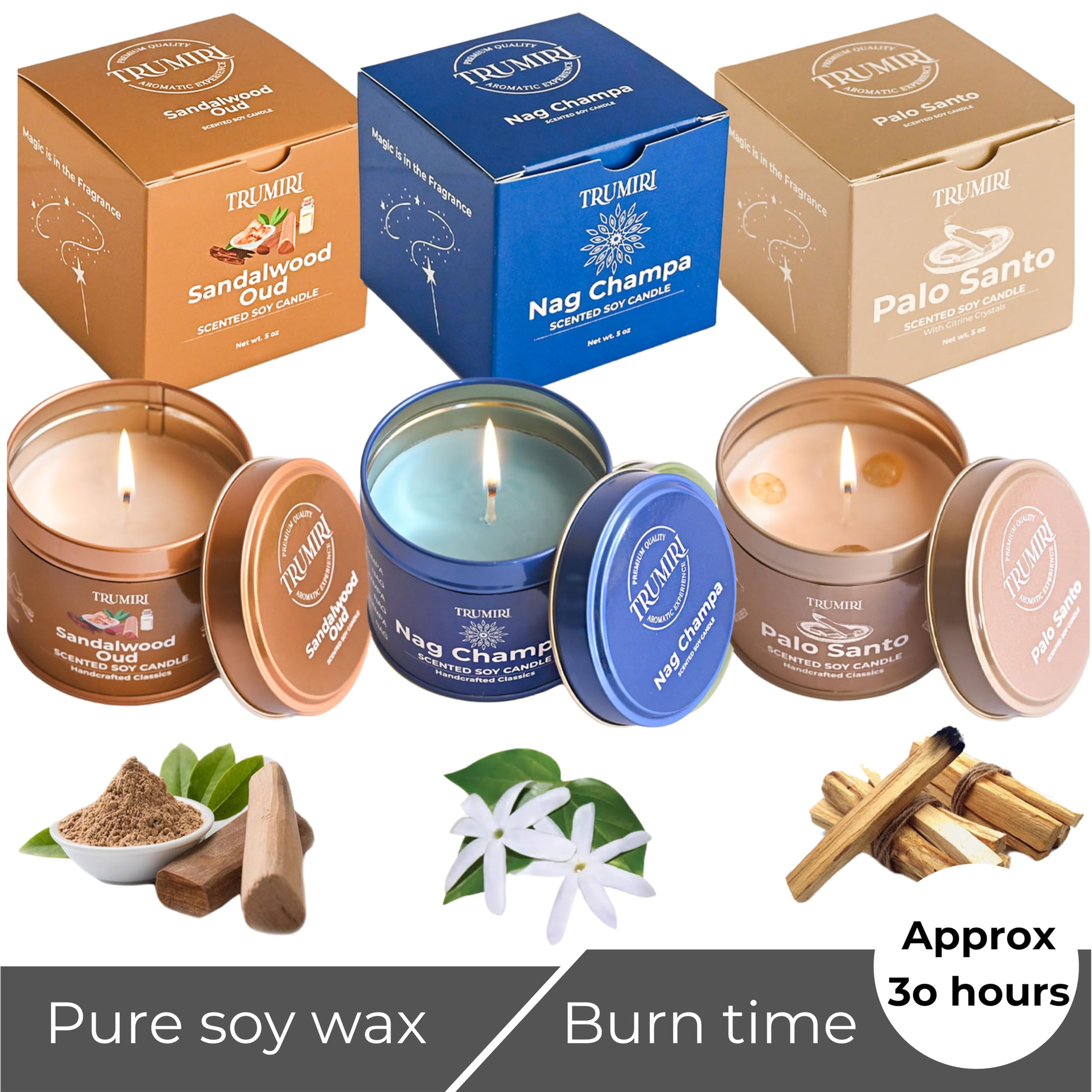 Sage Candle for Cleansing House Negative Energy Smudge Kit - 5oz Soy Wax Natural Clean Organic Non Toxic - Aromatherapy Spiritual Meditation Gifts - Long Lasting Highly Scented Candel with Crystals