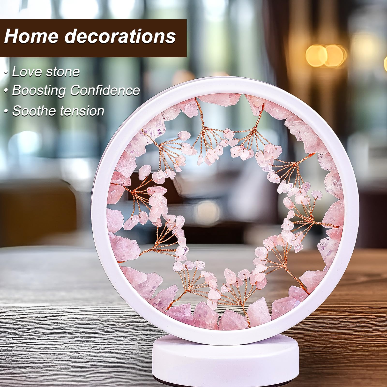 Runyangshi Amethyst Night Lamp 8.6" Natural Healing Crystal Bedside Lamp USB Port 3 Colours Dimming Mode Bedroom Lamp Suitable Night Light for Living Room Bedroom Office Home Decor Ideal Gift