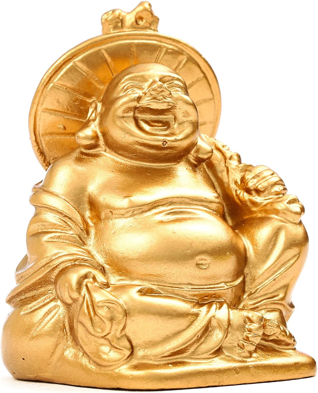 BRABUD Feng Shui 2'' Golden Resin Laughing Buddha Statue Figurines Set of 6 BS019