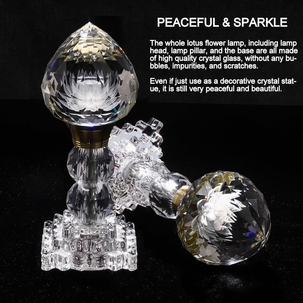LED Crystal Lotus Flower Lamp – USB Powered Buddha Light for Worship, Prayer and Display,Lotus Flower Light for Bedroom, Buddhist Supplies,Shrine,Meditation Room 8’’ (Blooming Lotus)