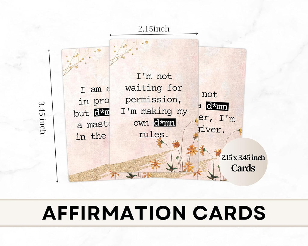 Affirmation Cards - 72 Swearing, Motivational and Inspirational Cards for Women, Size 2.15"x3.5" Cardstock - Gifts for Women, Best Friend, Mom and Self Care Female