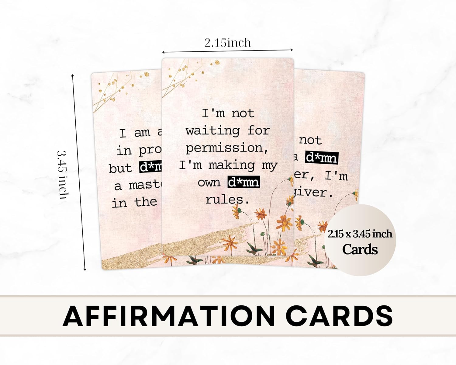 Affirmation Cards - 72 Swearing, Motivational and Inspirational Cards for Women, Size 2.15"x3.5" Cardstock - Gifts for Women, Best Friend, Mom and Self Care Female