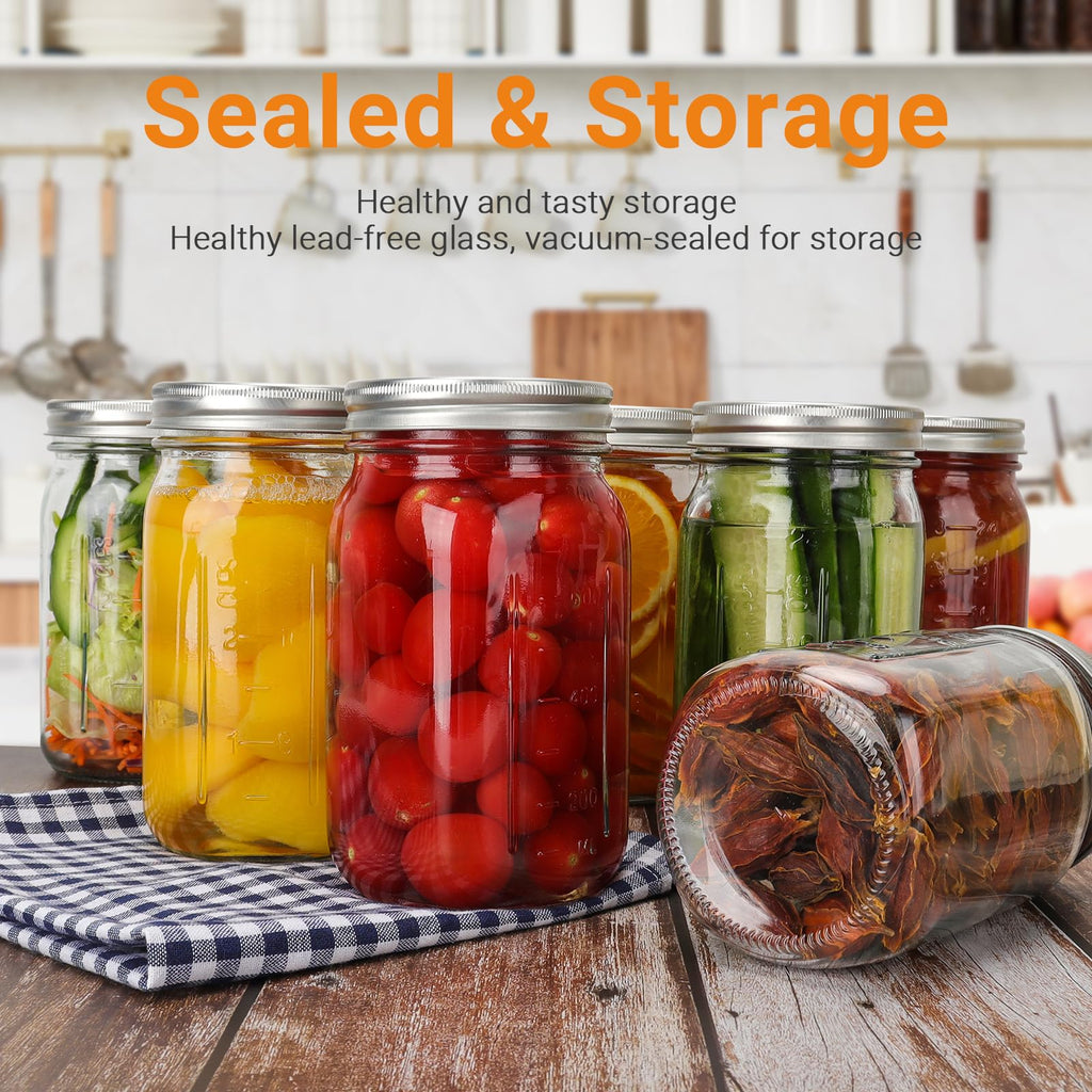 CycleMore 20 Pcs 12oz Glass Mason Jars With Silver Separable Lids, 350ml Round Canning Jars for Honey, Jam, Herb, Wedding Favor, Kitchen Storage Wide Mouth Bottles for Crafts, Meal Prep