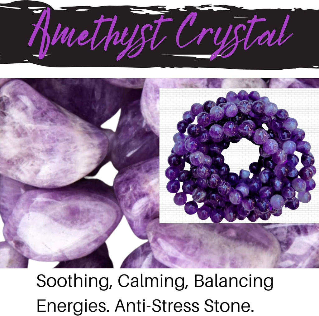 Selenite Charging Bowl & Amethyst Crystal Bracelet Gift Set - Polished Thickly Hand-Carved, Moroccan Crystal Holder to Charge, Cleanse Crystals, Smudging Bowl, Spiritual Gifts Set (Amethyst)