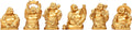 BRABUD Feng Shui 2'' Golden Resin Laughing Buddha Statue Figurines Set of 6 BS019