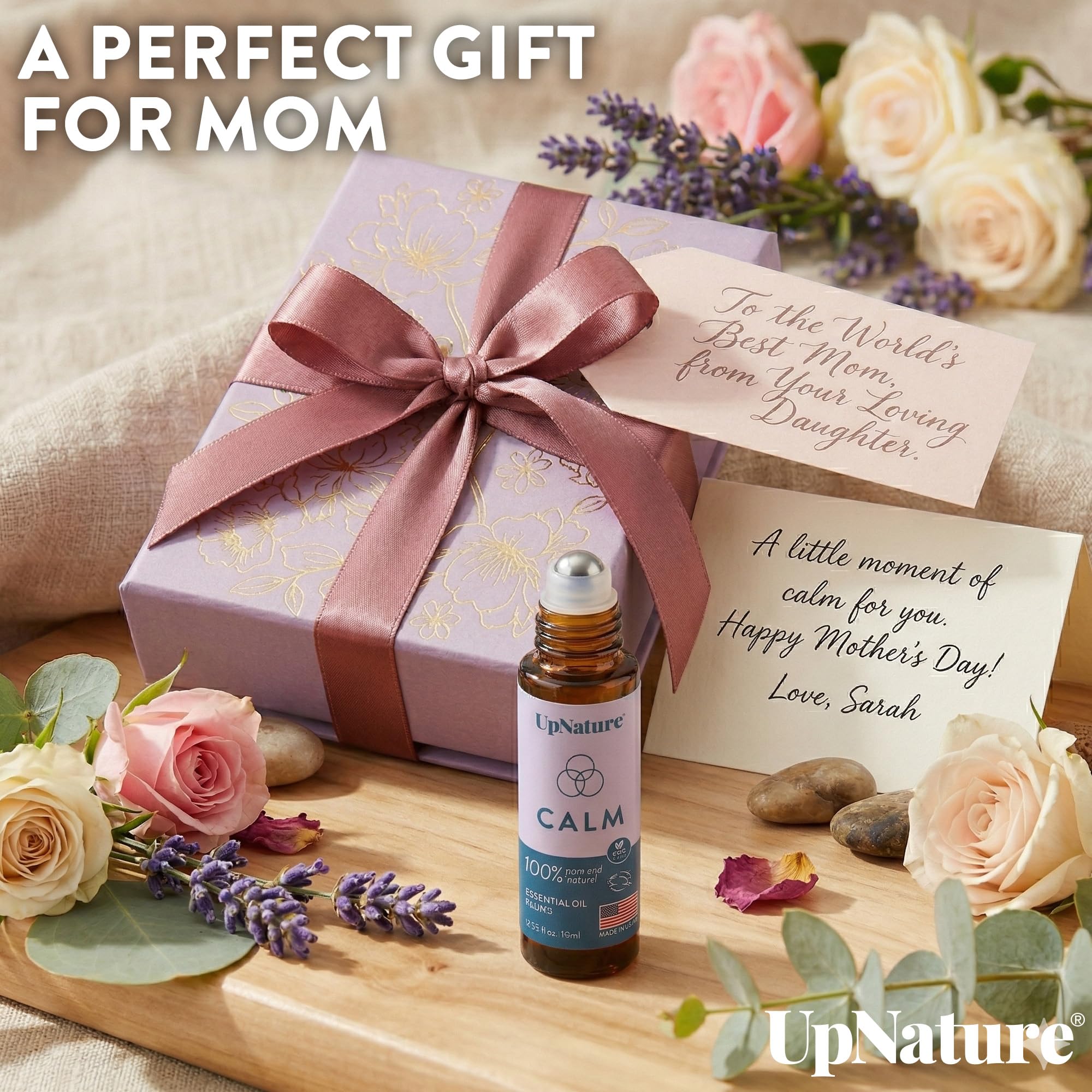 UpNature Calm Essential Oil Roll On - Self Care Gifts for Mom Women Her - 100% Natural Aromatherapy Blend for Relaxation Relief