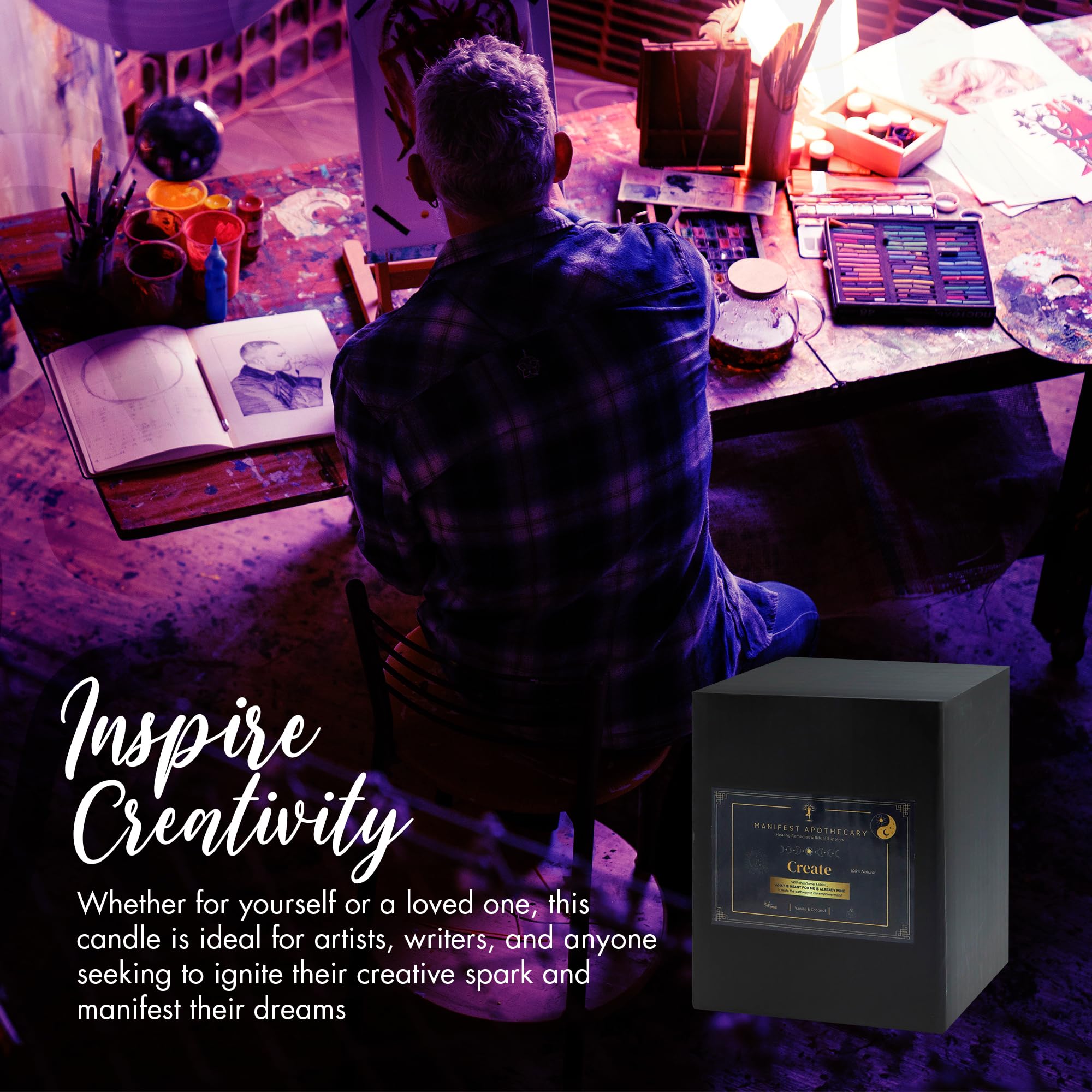 Aromatherapy Scented Candle for Women & Men - Infused with Rose Petals, Cannabis, & Amethyst Crystals - 100% Cotton Wick, 50 Hrs Burn Time & 10.5 Oz Hand-Poured Soy Candle for Relaxation & Mindfulness