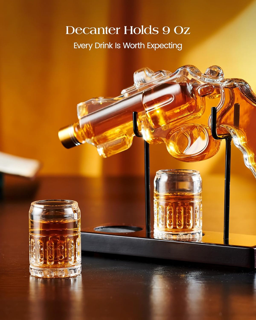 Birthday Gifts for Men Dad, Kollea Gun Whiskey Decanter Set with Shot Glass, Cool Anniversary Ideas for Him Husband Brother, Funny Military Retirement Present, Home Bar Drinking Party, Valentine's Day