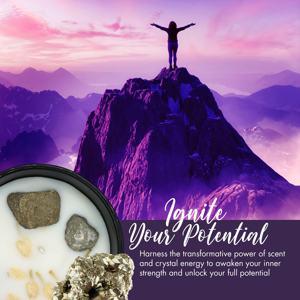 Aromatherapy Scented Candle for Women & Men - Infused with Rose Petals, Cannabis, & Amethyst Crystals - 100% Cotton Wick, 50 Hrs Burn Time & 10.5 Oz Hand-Poured Soy Candle for Relaxation & Mindfulness