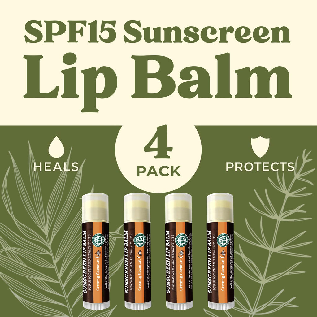 Earth's Daughter USDA Organic Lip Balm 6-Pack - Fruit Flavors, Beeswax, Coconut Oil, Vitamin E - Best Lip Repair Chapstick for Dry Cracked Lips - Moisturizing Lip Care