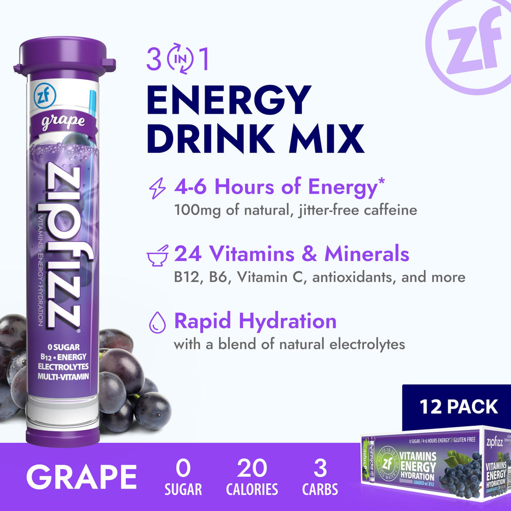 Zipfizz Daily Energy Drink Powder, Variety Pack, 15 Pack | 3-in-1 Sustained Energy, Rapid Hydration, and Essential Vitamins | Sugar-Free | Electrolyte Powder | Contains Vitamin B-12 & Antioxidants