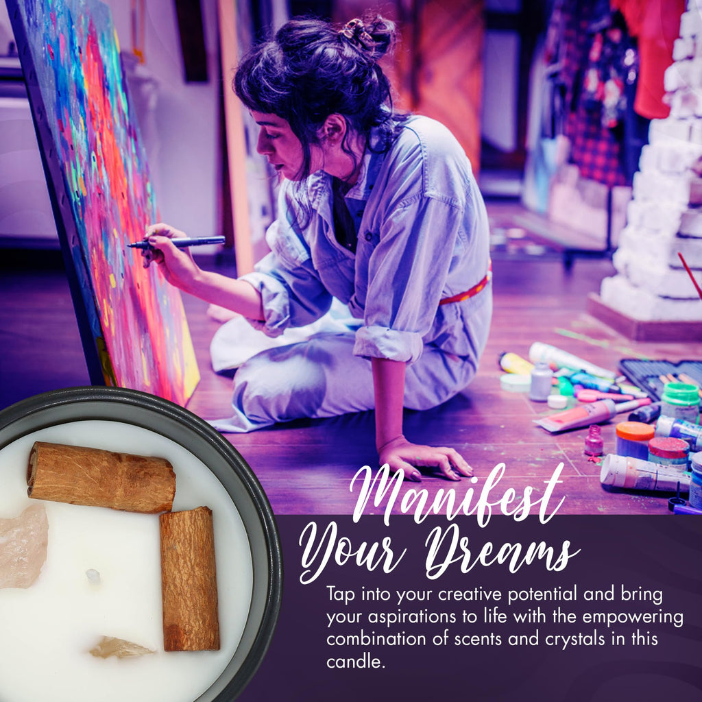 Aromatherapy Scented Candle for Women & Men - Infused with Rose Petals, Cannabis, & Amethyst Crystals - 100% Cotton Wick, 50 Hrs Burn Time & 10.5 Oz Hand-Poured Soy Candle for Relaxation & Mindfulness