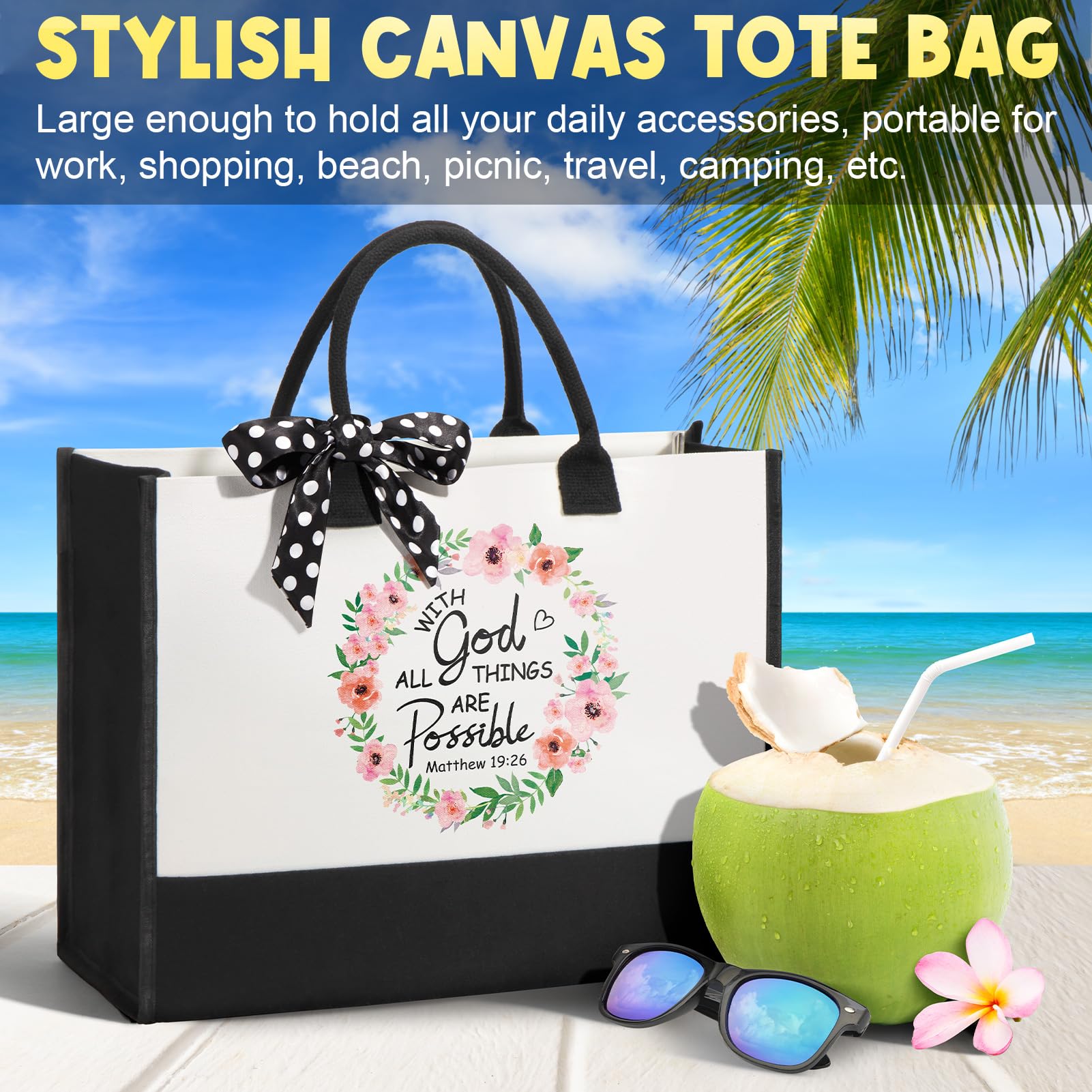 Christian Gifts for Christian Women Faith, Inspirational Religious Gifts for Catholic Women Spiritual Bible Gift Mothers Day Easter Birthday Gift for Womens Mom Sister Friend Wife Coworker w/ Tote Bag
