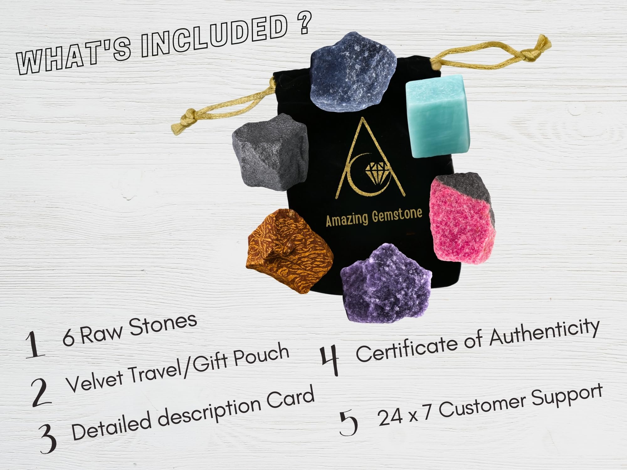 Amazing Gemstone Crystals for House Protection Manifestation, Set of 6 Amethyst, Scolecite, Shungite, Black Tourmaline, Selenite and Moss Agate Healing Crystals and Stones