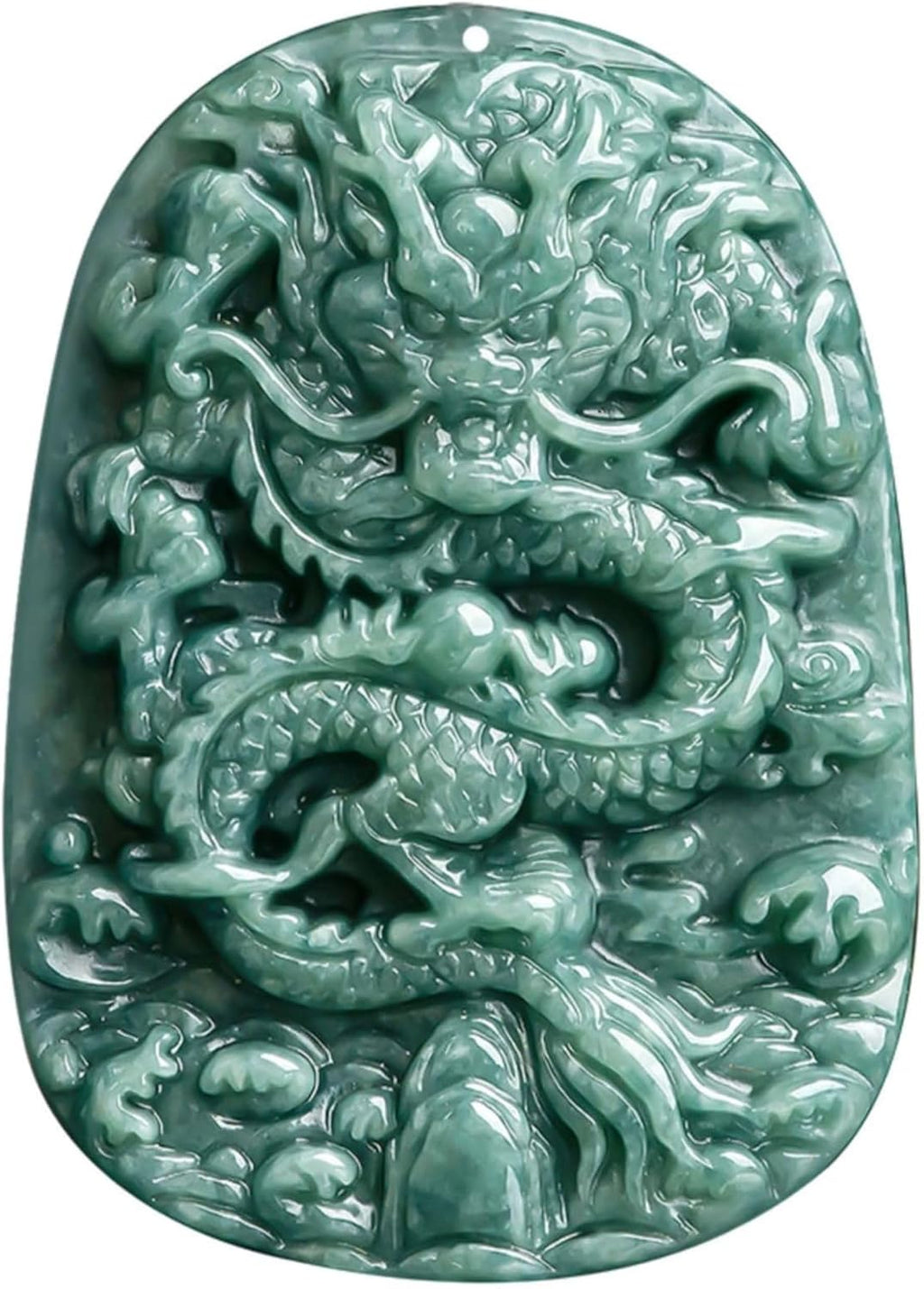 Natural Jade Dragon Pendant Necklace Grade A Untreated Burmese Jadeite Certified Hand carved Double-sided Delicate Carving Green Amulet for Men and Women