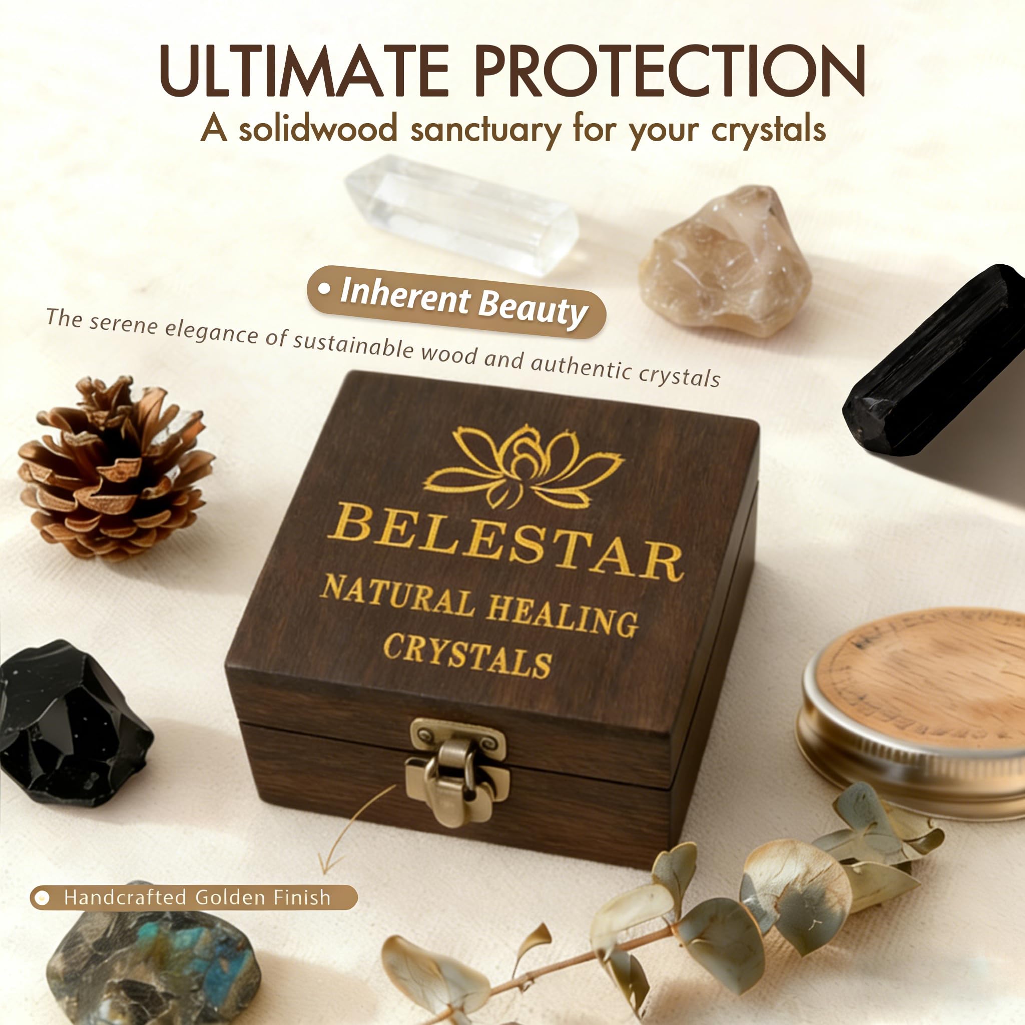 7 Chakra Healing Crystals Set - Large Raw Stones Energy Alignment Kit with Wooden Gift Box & Guidebook