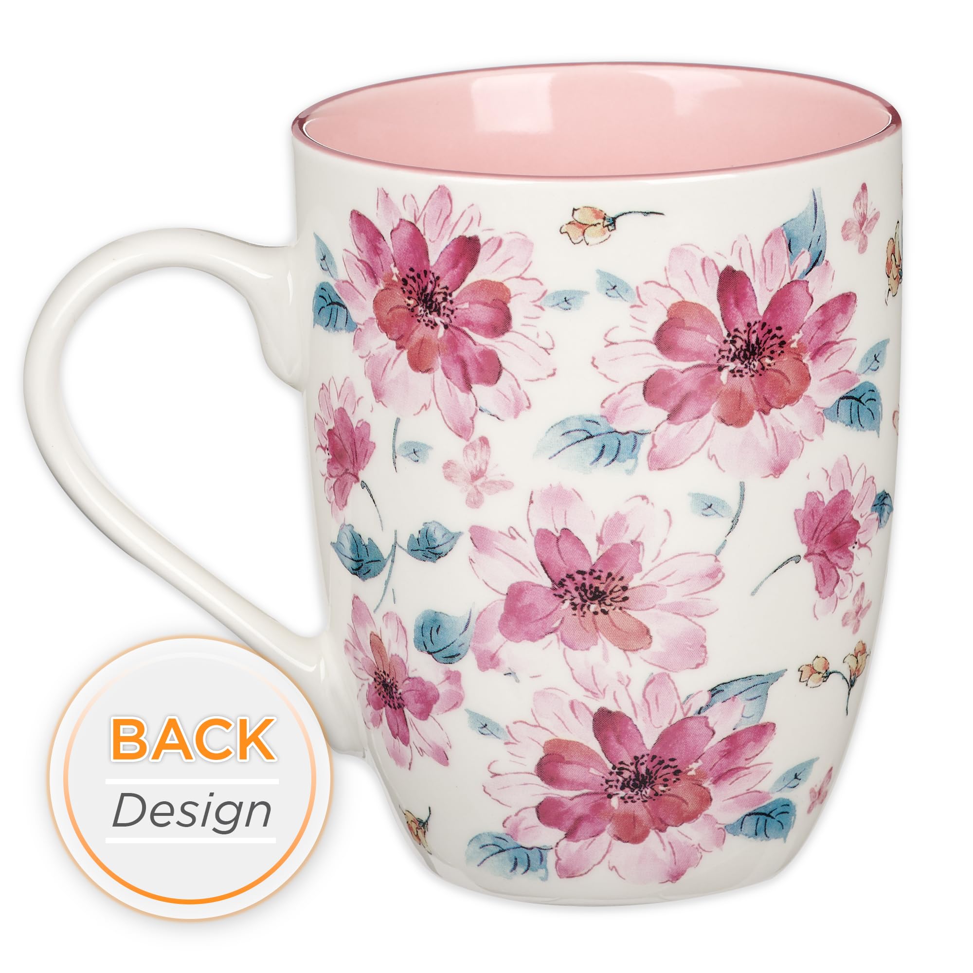 Christian Art Gifts Inspirational Ceramic Coffee & Tea Scripture Mug for Women: All Things are Possible Encouraging Bible Verse, Cute Microwave & Dishwasher Safe Drinkware, White & Pink Floral, 12 oz.