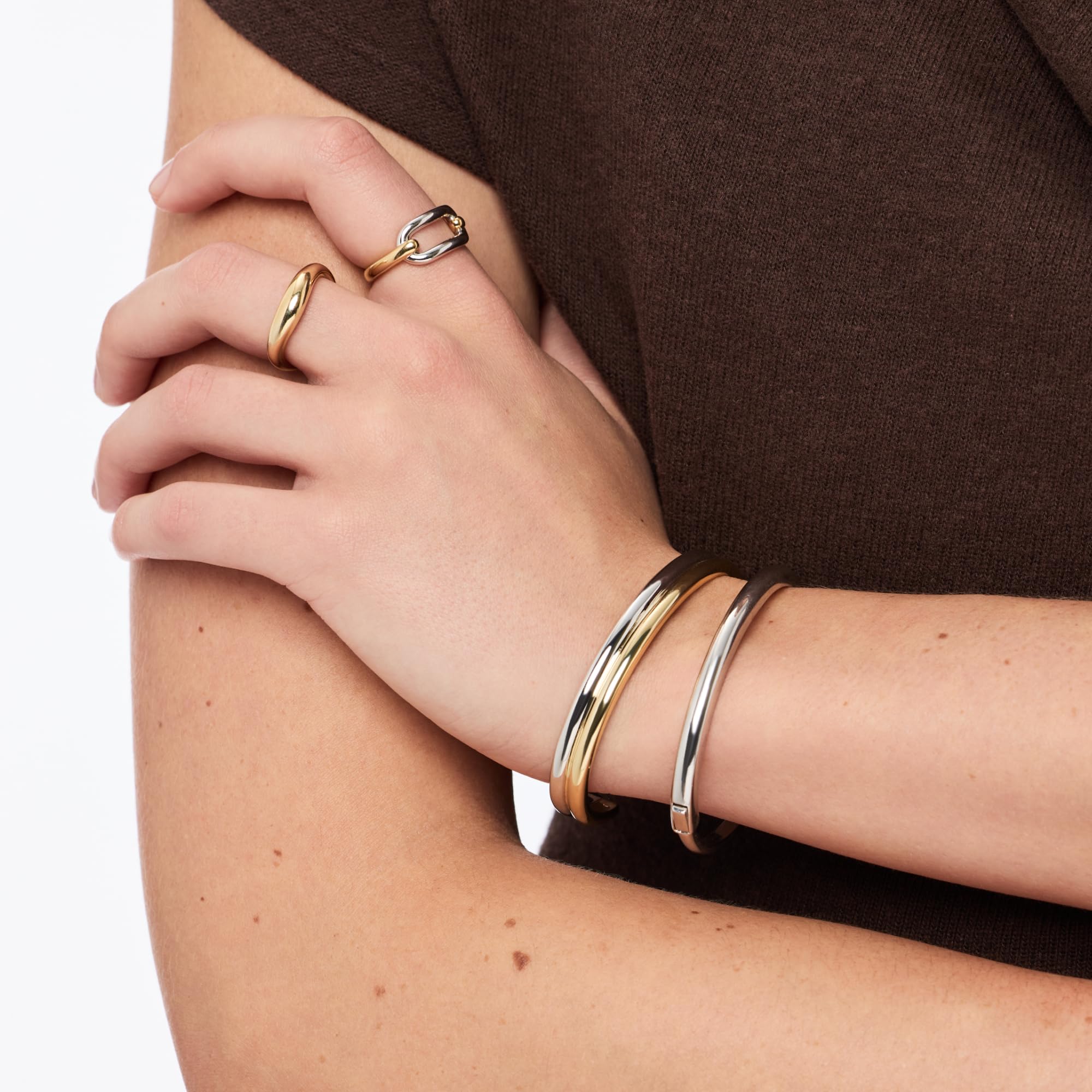 Ana Luisa Bracelets for Women - 14K Gold Plated & Silver Rhodium Bangle and Cuff Bracelets - Sleek Designs Perfect for Layering - Hypoallergenic, Water-Resistant, Tarnish-Free Bracelet for Daily Wear