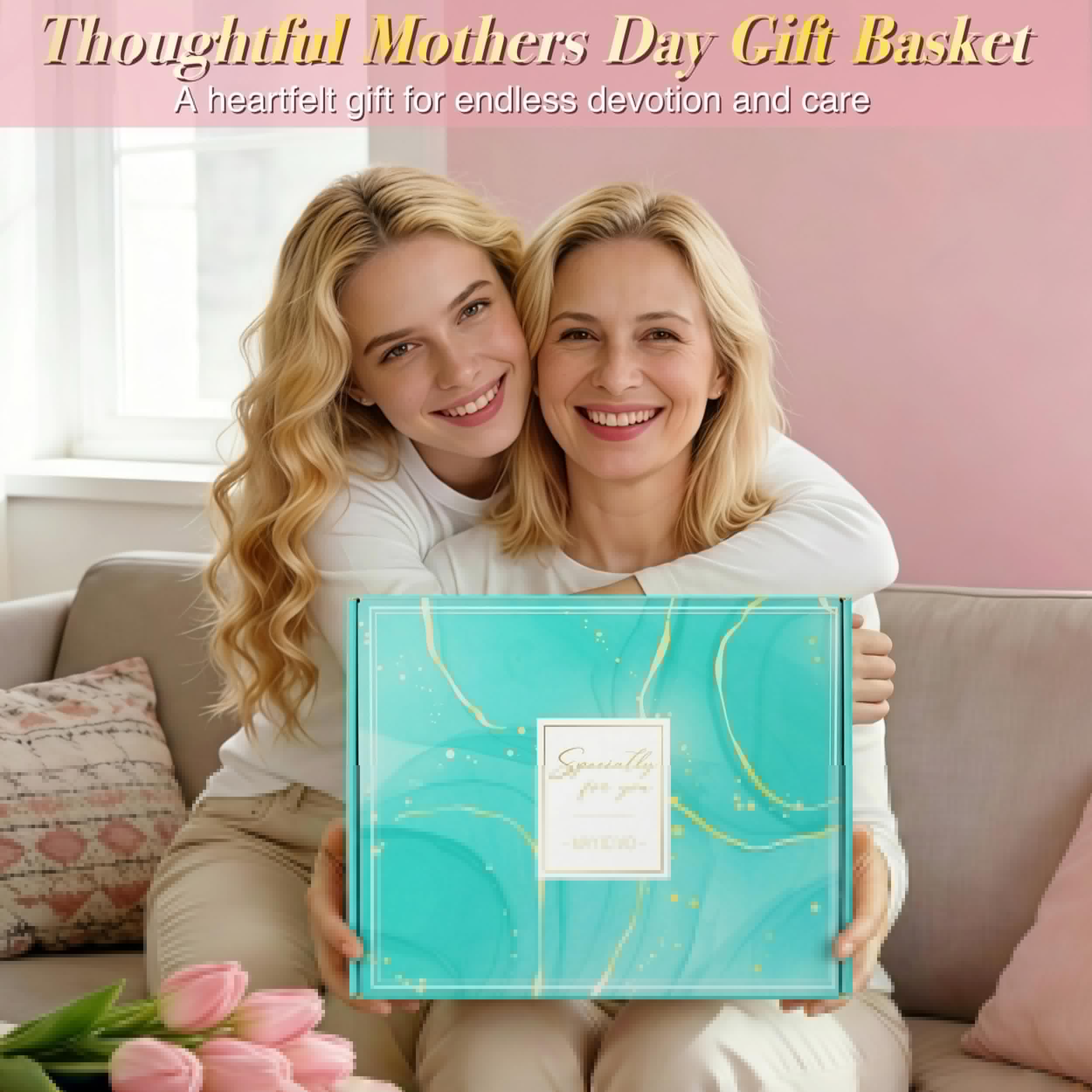 Mothers Day Birthday Gifts for Women Self Care Get Well Soon Gifts, Rose Relaxing Spa Gift Basket Thinking of You Care Package with Flannel Blanket, Unique Gift for Her Mom Wife Grandma Friend Sister