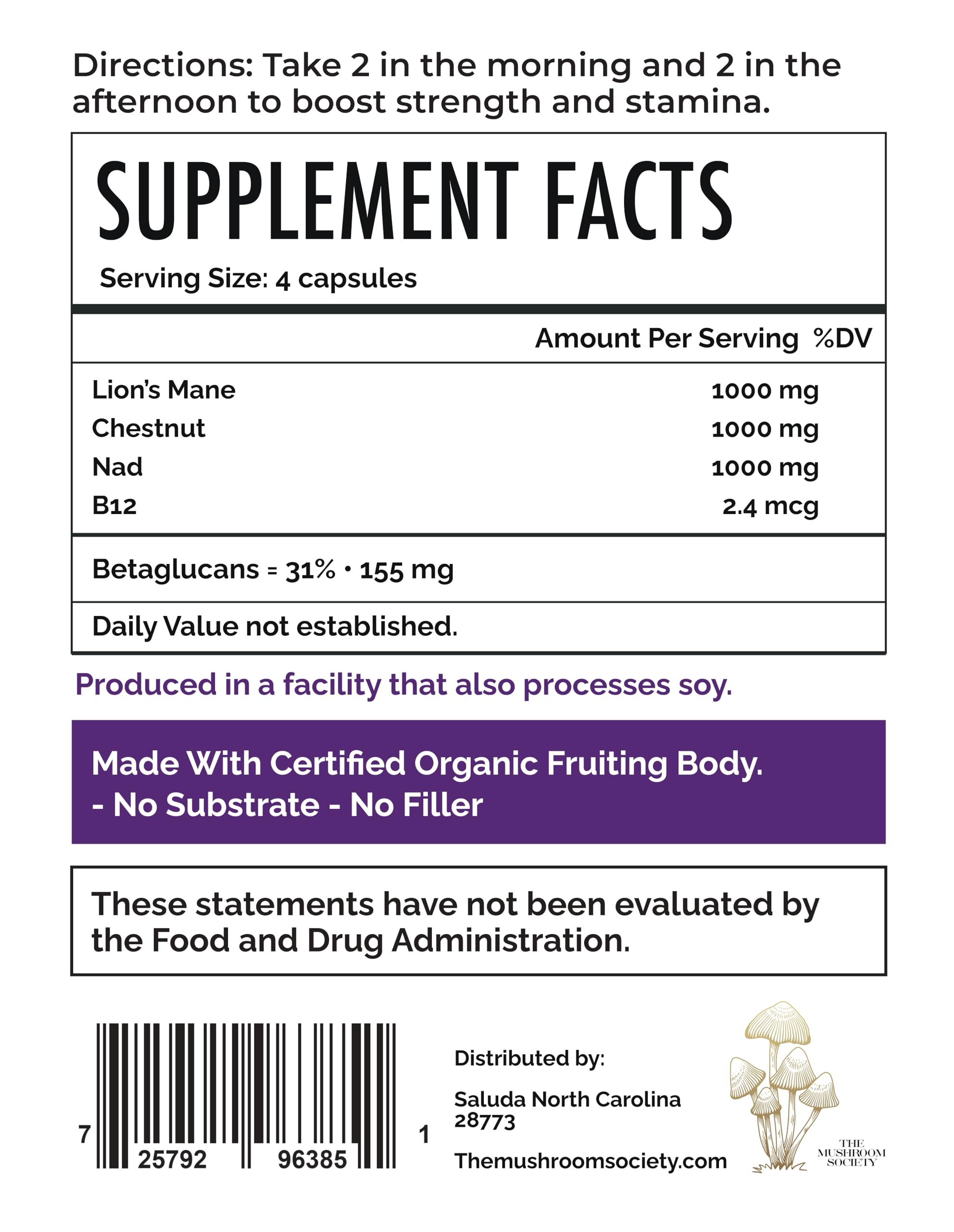 Morning Rush - Lion’s Mane, Ashwagandha, Turmeric & B12 Extract Blend Supplement - Focus & Energy Support - 60 Vegan Capsules
