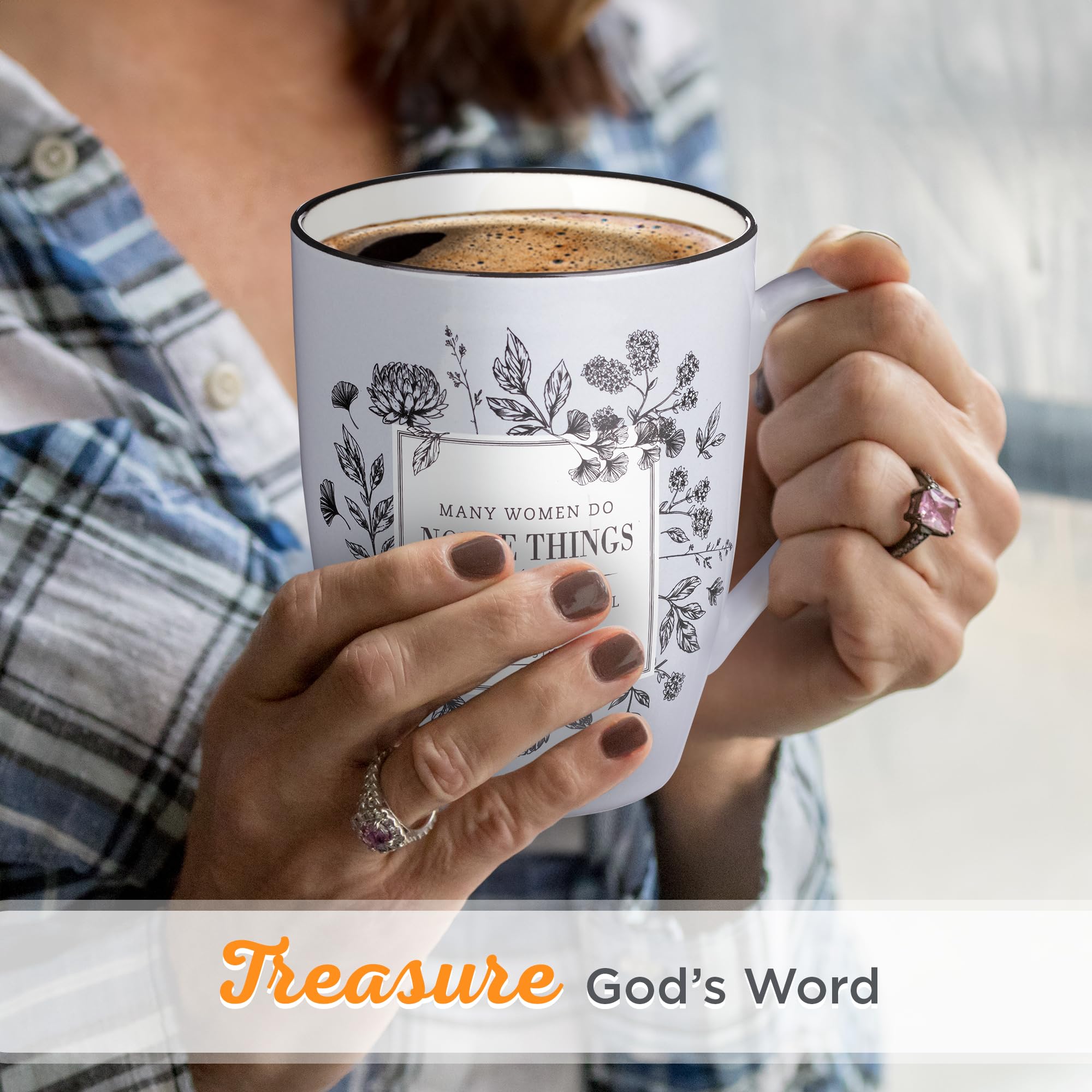 Christian Art Gifts Inspirational Ceramic Coffee & Tea Scripture Mug for Women: All Things are Possible Encouraging Bible Verse, Cute Microwave & Dishwasher Safe Drinkware, White & Pink Floral, 12 oz.
