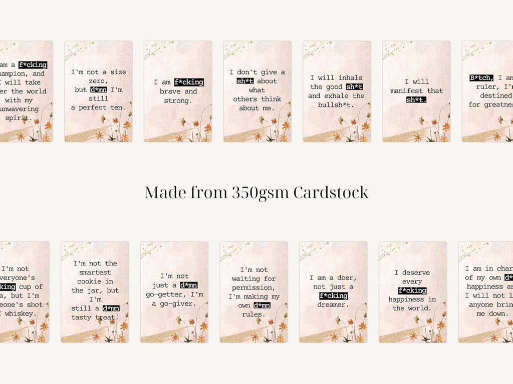 Affirmation Cards - 72 Swearing, Motivational and Inspirational Cards for Women, Size 2.15"x3.5" Cardstock - Gifts for Women, Best Friend, Mom and Self Care Female