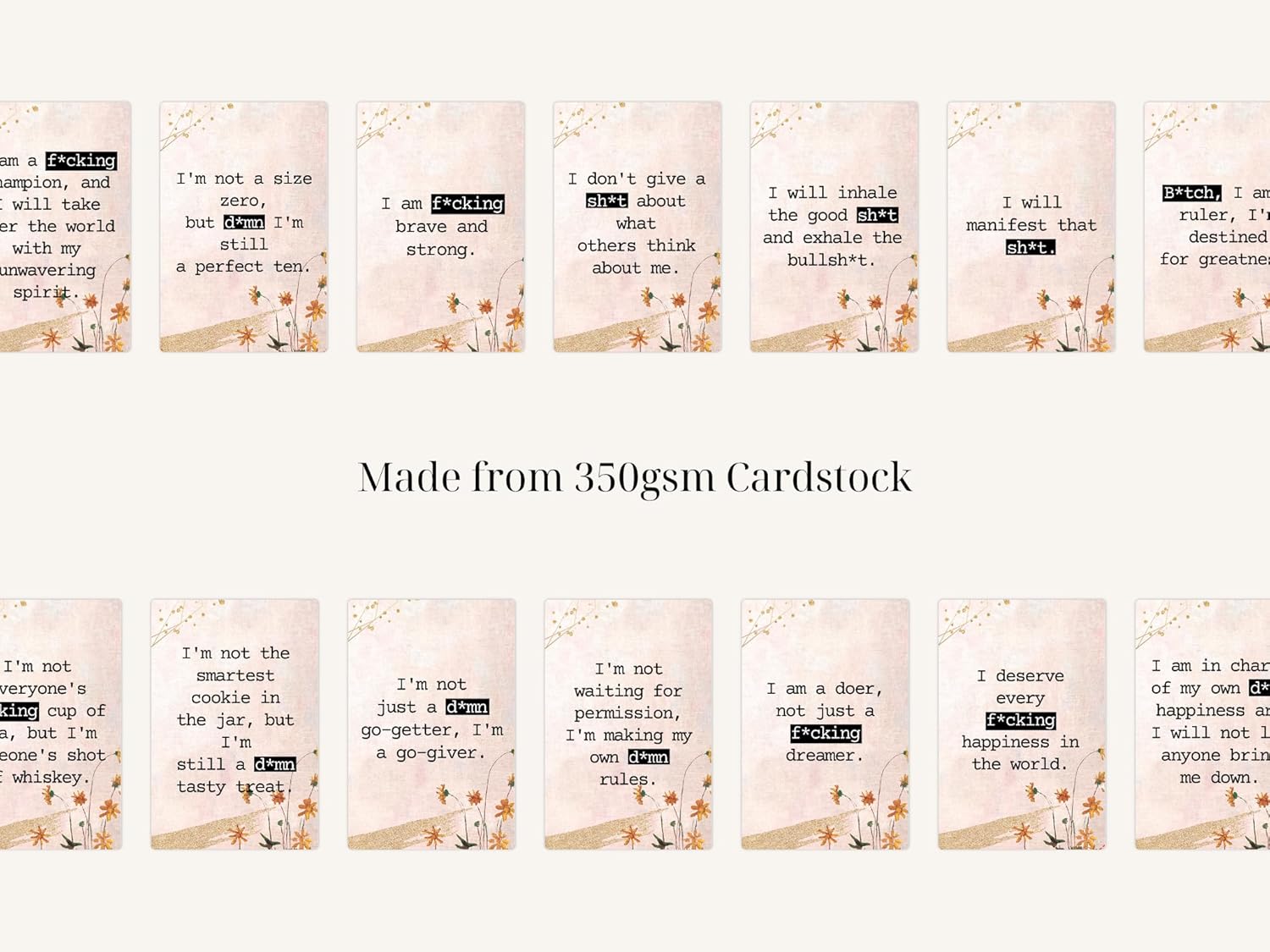 Affirmation Cards - 72 Swearing, Motivational and Inspirational Cards for Women, Size 2.15"x3.5" Cardstock - Gifts for Women, Best Friend, Mom and Self Care Female