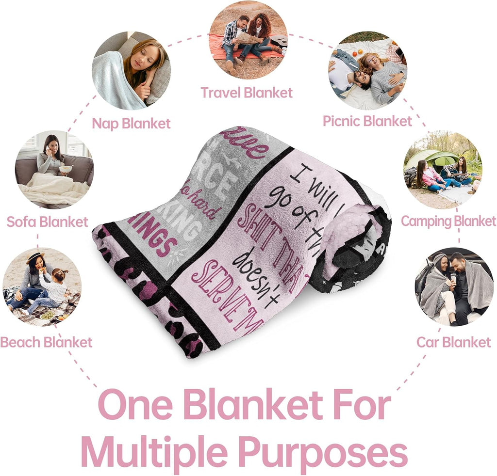 Craftique Affirmations for a Badass Blanket, Birthday Gifts for Women, Daily Motivational/Inspirational/Self Care Blanket for Women, Funny Practical Badass Affirmations Blankets, Soft