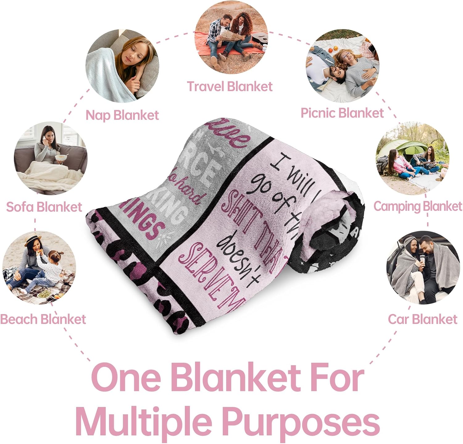 Craftique Affirmations for a Badass Blanket, Birthday Gifts for Women, Daily Motivational/Inspirational/Self Care Blanket for Women, Funny Practical Badass Affirmations Blankets, Soft