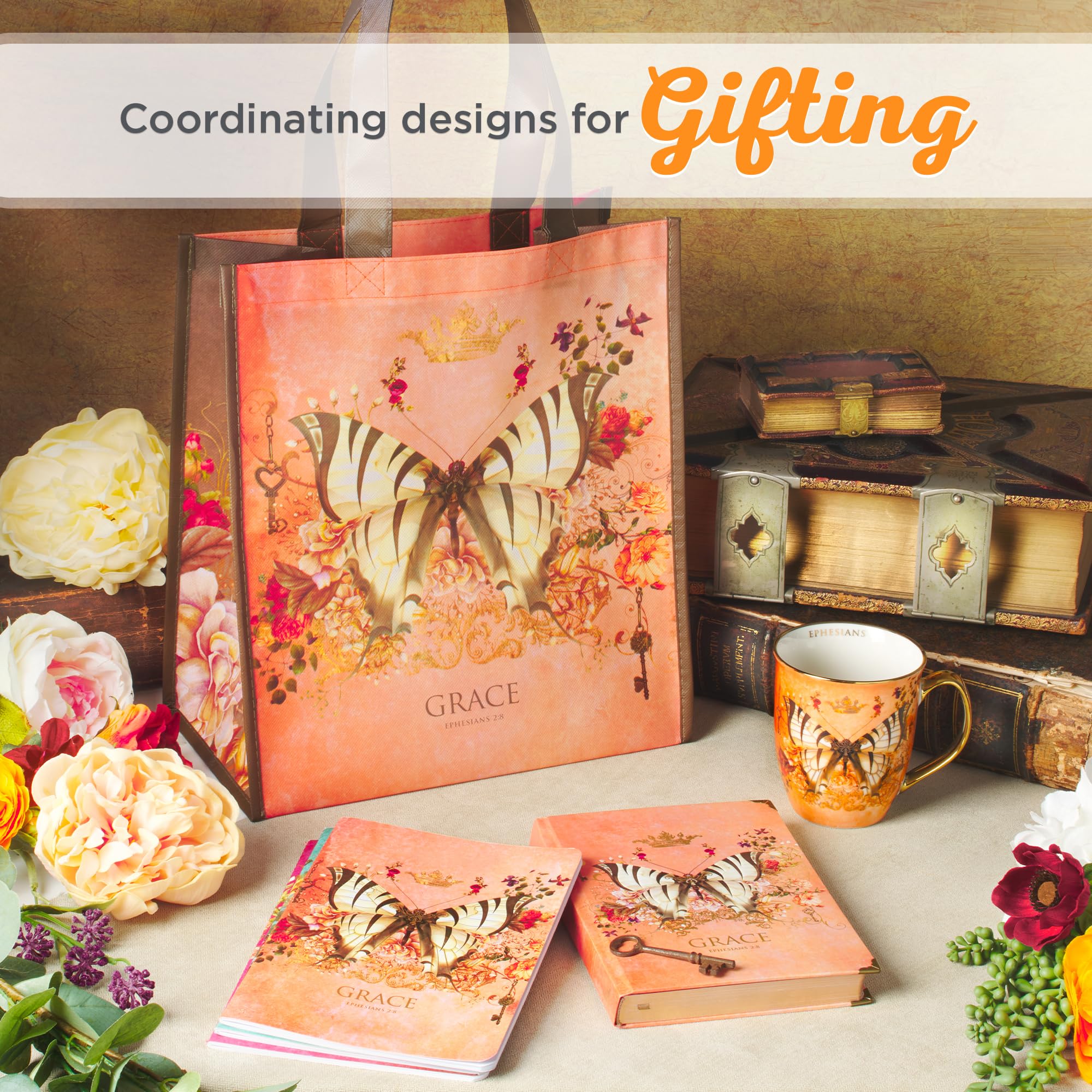 Christian Art Gifts Pink Butterfly Ceramic Coffee Mug with Gold Accents – 14 oz. Lead and Cadmium-free Inspirational Scripture Coffee and Tea Mug for Women with Bible Verse: Be Still – Psalm 46:10