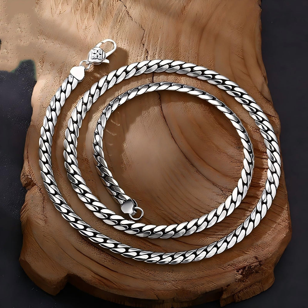 Italian Sterling Silver S925 Retro Chain Necklace for Men, Vintage Style Jewelry Gift
