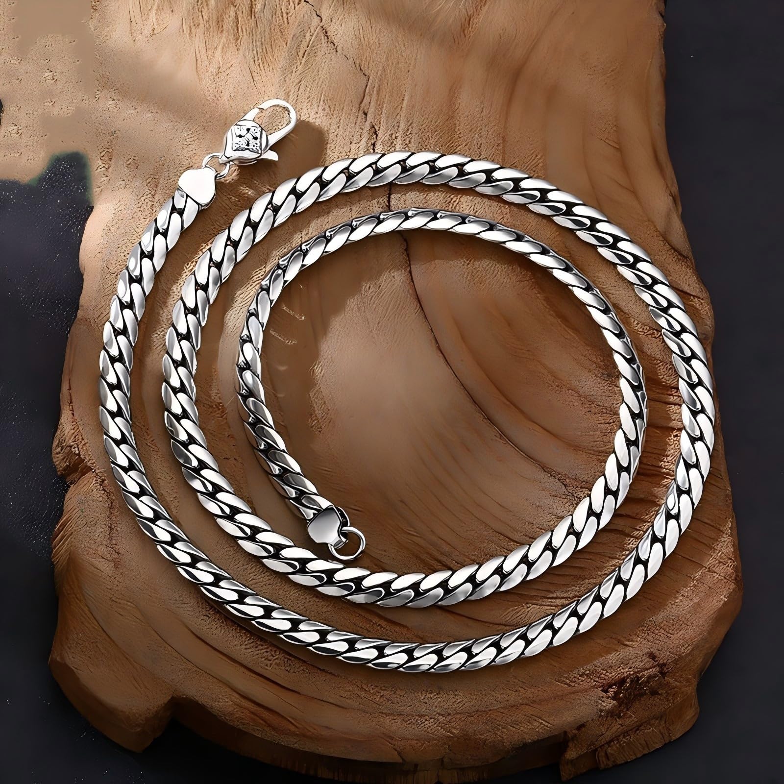 Italian Sterling Silver S925 Retro Chain Necklace for Men, Vintage Style Jewelry Gift