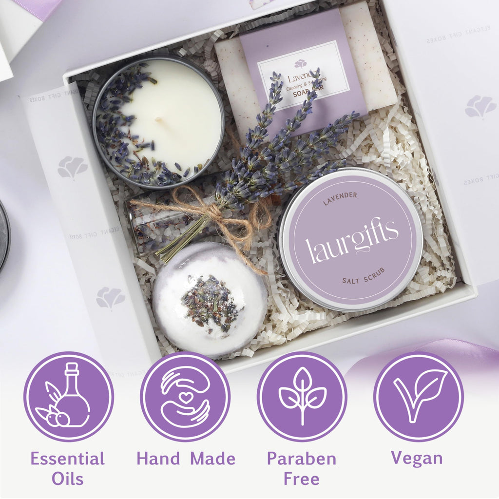 Mothers Day Spa Box for Women – Coffee Scented Candle Set with Bath Bomb & Salt Scrub, Handmade Birthday Present for Her
