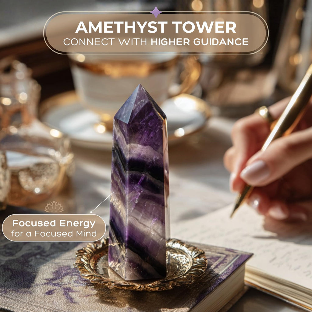 Anima Premium Protection Healing Crystals Set for Energy Shielding - Large Raw Obsidian, Black Tourmaline, Labradorite, Smoky Quartz & Selenite Bar - Wooden Gift Box and Guide Booklet Included