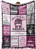 Craftique Affirmations for a Badass Blanket, Birthday Gifts for Women, Daily Motivational/Inspirational/Self Care Blanket for Women, Funny Practical Badass Affirmations Blankets, Soft
