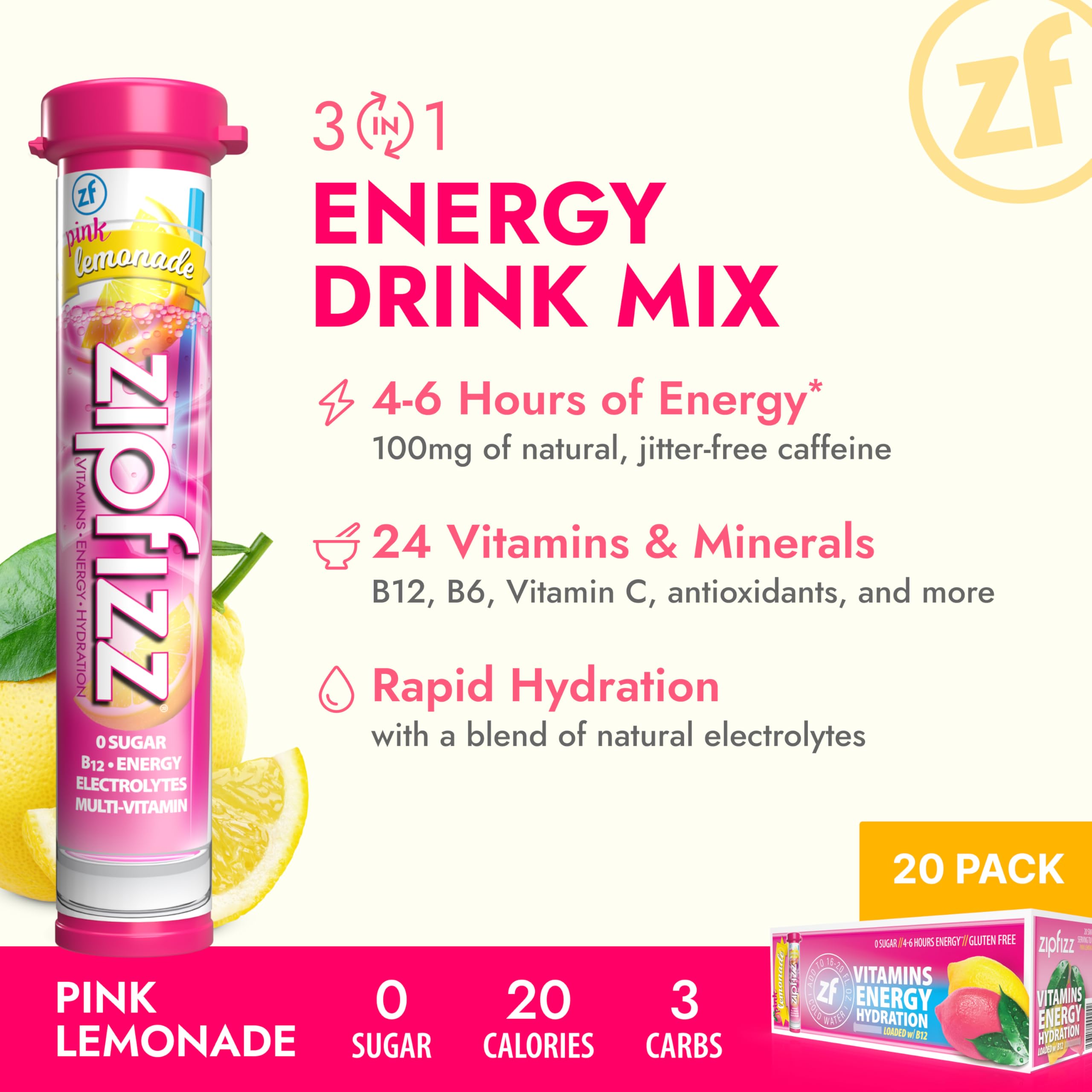 Zipfizz Daily Energy Drink Powder, Variety Pack, 15 Pack | 3-in-1 Sustained Energy, Rapid Hydration, and Essential Vitamins | Sugar-Free | Electrolyte Powder | Contains Vitamin B-12 & Antioxidants